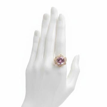 Ring - 14 karaat Geel goud - 8.48ct. tw. Kunziet - Diamant