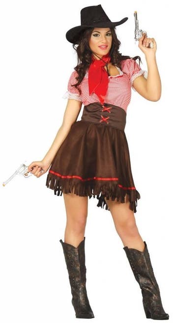 Cowgirl Jurk Bruin Dames, Verzenden, Nieuw