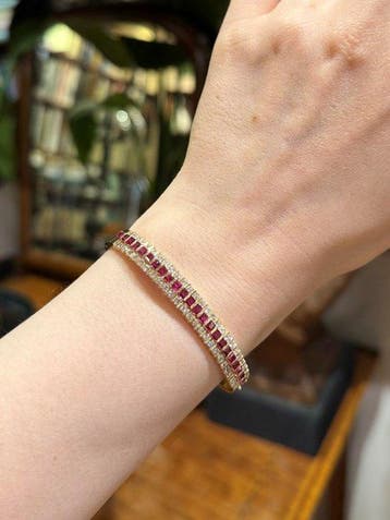 Armband - 14 karaat Geel goud - Diamant - Vintage, Handtassen en Accessoires, Nieuw