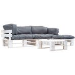 vidaXL 4-delige Loungeset pallet met grijze kussens hout, Verzenden, Nieuw, Loungeset