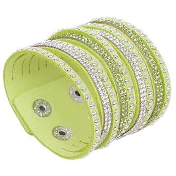 Fako Bijoux - Armband - Breed - Strass - Lichtgroen, Verzenden, Nieuw