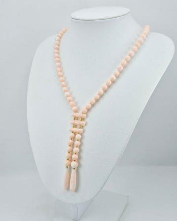 Koraal - Zilver, Verguld - Halsketting - Roze koraal, Antiek en Kunst