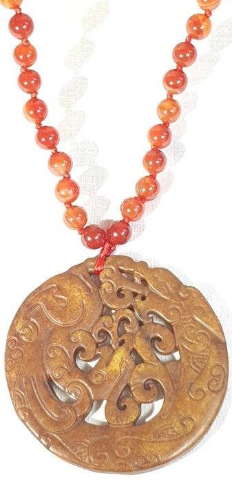 Natuurlijke karneool en beschermend talisman - Draak en