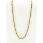 Gouden vierkante koningsketting met diamant; 0,48 ct., Handtassen en Accessoires, Gebruikt, Overige kleuren, Ophalen of Verzenden