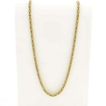 Gouden vierkante koningsketting met diamant; 0,48 ct., Handtassen en Accessoires, Gebruikt, Ophalen of Verzenden, Met edelsteen