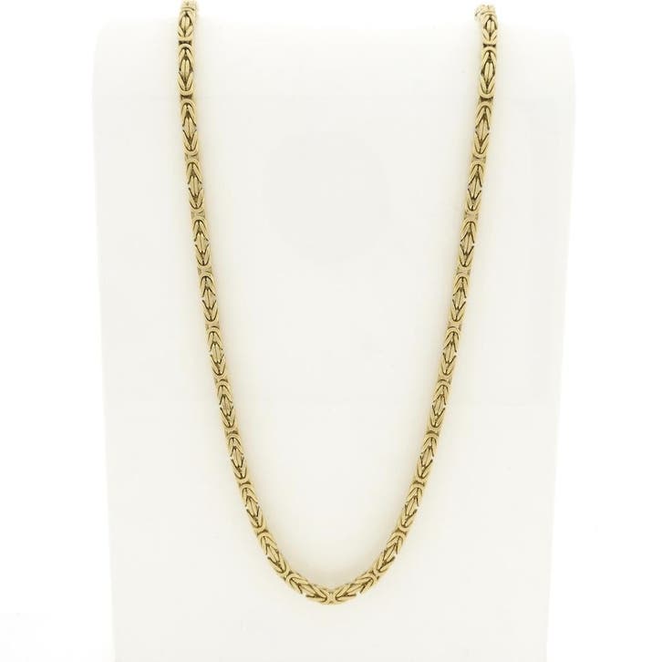 Gouden vierkante koningsketting met diamant; 0,48 ct., Handtassen en Accessoires, Kettingen, Goud, Gebruikt, Met edelsteen, Goud