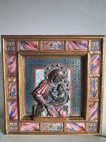 Modest Morató Ojer - Reliëf, Virgen con el niño Jesús - 33, Antiek en Kunst