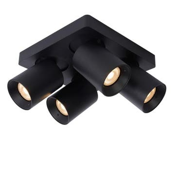 Lucide NIGEL - Plafondspot 4xGU10/5W DTW Zwart, Huis en Inrichting, Verzenden, Nieuw, Metaal
