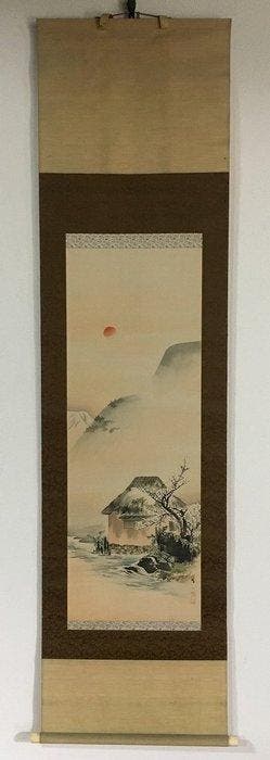 Vintage Japanese Hanging Scroll Kakemono - Hand-Painted on, Antiquités & Art, Antiquités | Autres Antiquités