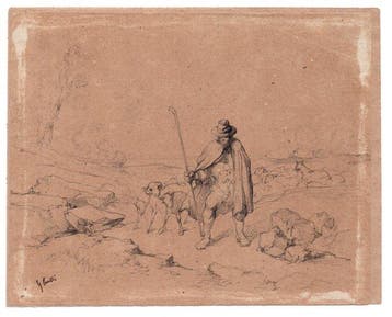 Consalvo Carelli (1818-1900) - Pastore abruzzese con armenti, Antiek en Kunst