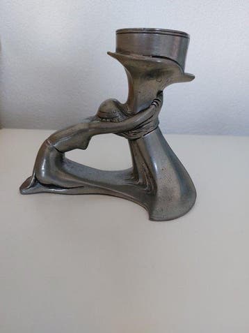Kandelaar - Tin - Kandelaar tin Artnouveau