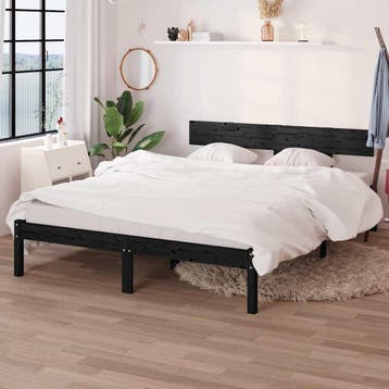 vidaXL Bedframe massief grenenhout zwart 160x200 cm, Verzenden, Nieuw