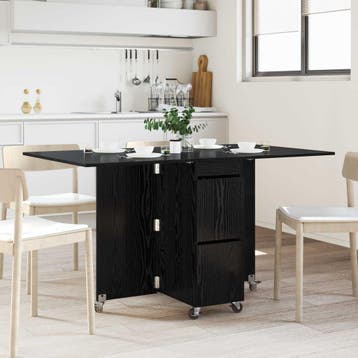 vidaXL Eettafel 140 x 80 x 77 cm Bewerkt hout Zwart eiken, Huis en Inrichting, Tafels | Eettafels, Verzenden, Nieuw
