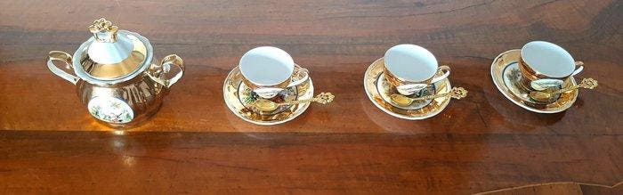 Service à café (10) - Céramique - céramique dorée, Antiek en Kunst, Curiosa en Brocante