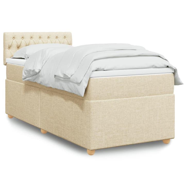 vidaXL Boxspring met matras stof crèmekleurig 80x200 cm, Maison & Meubles, Chambre à coucher | Lits, Envoi
