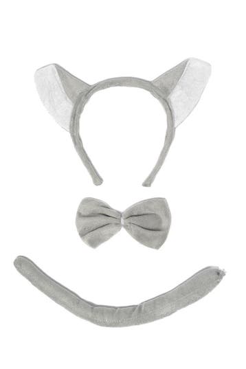 KIMU® Wolf Haarband Oren Strik Staart Diadeem Set Grijs Wit, Ophalen of Verzenden, Nieuw