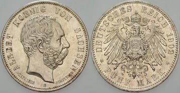 5 Mark 1902 E Sachsen Albert 1873-1902, Verzenden, België