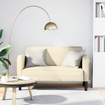 vidaXL Loveseat bank / zetel 110 cm kunstleer crèmekleurig, Verzenden