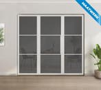 Enkele stalen taatsdeur met glaspaneel, 3 vlaks, wit, rook g, Nieuw, Metaal, Overige typen