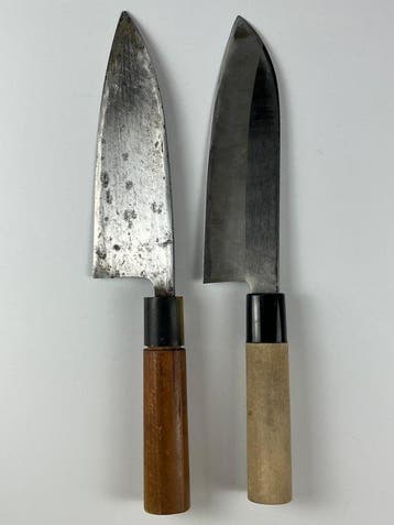 Traditional Japanese Deba & Funayuki knives; by Heihachiro /