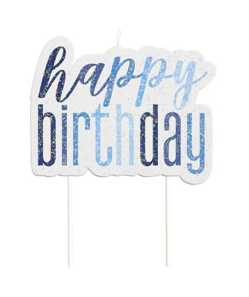 Happy Birthday Kaarsen Set Glitter Blauw 13 delig, Verzenden