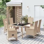 vidaXL 7-delige Tuinset met kussens poly rattan beige, Verzenden, Nieuw, Tuinset