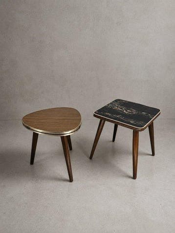 Set bijzettafels - Hout, Formica, Metaal - Set van twee