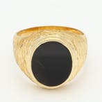 Sans prix de réserve - Bague - 14 carats Or jaune Onyx -, Bijoux, Sacs & Beauté, Bagues