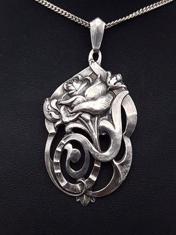 Zilver, Art Nouveau - Ketting met hanger - Alex Meijer.