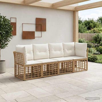 vidaXL Buiten bank set Naturel Polyester, Verzenden