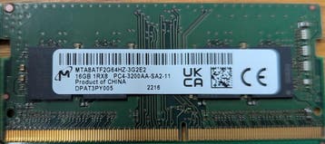 SODIMM 16GB 1Rx8 PC4-3200AA-SA2 Non-ECC Unbuffered (8 stuks), Computers en Software, Gebruikt, DDR4, Ophalen of Verzenden, Laptop
