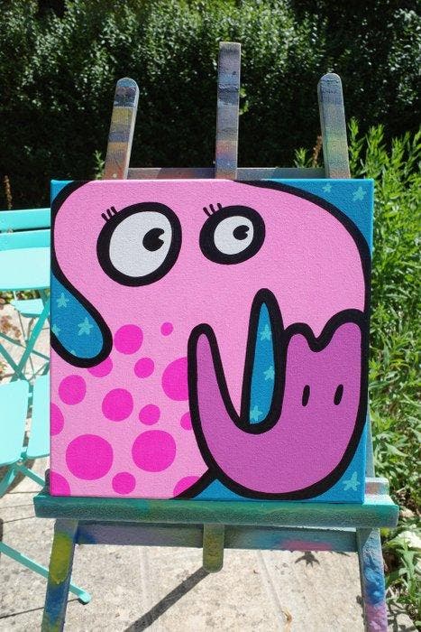 Kev Munday - Dotty Flamingo, Antiek en Kunst, Kunst | Schilderijen | Modern