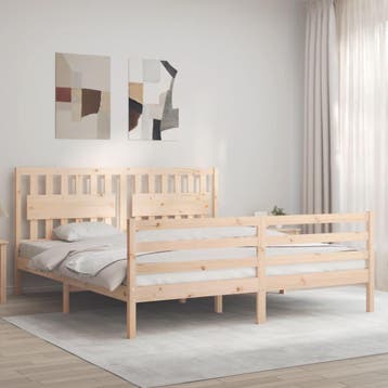 vidaXL Bedframe met hoofdbord massief hout, Verzenden, Nieuw