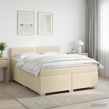 vidaXL Boxspringbed met matras Crèmekleurig 140 x 190 cm, Verzenden