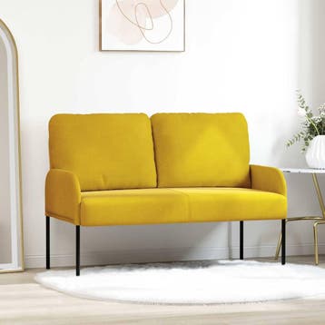 vidaXL bank / zetelen met kussen 110cm Geel Multiplex, Huis en Inrichting, Verzenden, Nieuw
