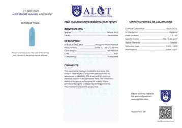 Geen Reserve - ALGT-gecertificeerd - Natuurlijke aquamarijn