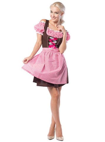 Dirndl Jurk Oktoberfest Roze Bruin, Verzenden, Nieuw