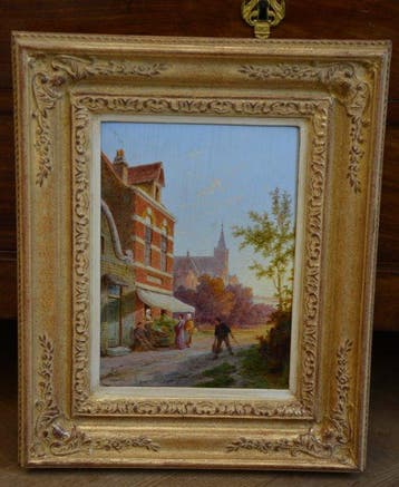 Pieter.Cornelis Dommershuijzen(1834-1912) - Stadsgezicht, Antiek en Kunst