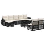 vidaXL Tuinbank Set 10 pcs Zwart en Crème Wit poly rattan, Tuin en Terras, Verzenden, Nieuw