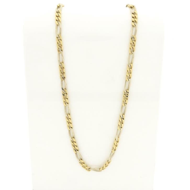 Bicolor massief gouden Figaro schakelketting, Bijoux, Sacs & Beauté, Colliers, Enlèvement ou Envoi
