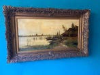A.J. Zwart (1903-1981) - Polderlandschap met visser en, Antiek en Kunst, Kunst | Schilderijen | Klassiek
