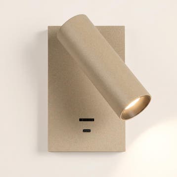Wandlampen Elias Bedlamp Champagne Met Schakelaar En USB-C, Verzenden