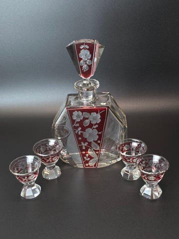 Haida Fachschule - Karl Palda - Drankservies (5) - Kristal, Antiek en Kunst