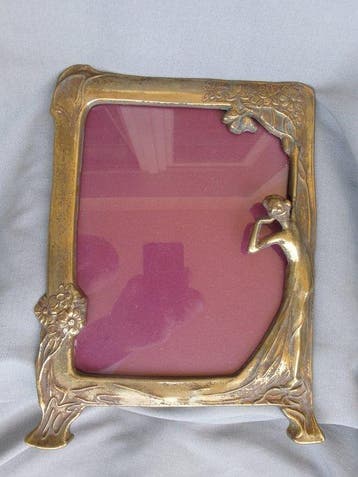 Art Nouveau Style - Cadre photo - Laiton, Antiquités & Art