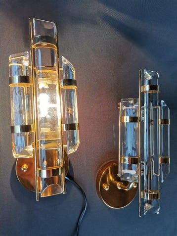 Lampe murale (2) - Cristal, Métal