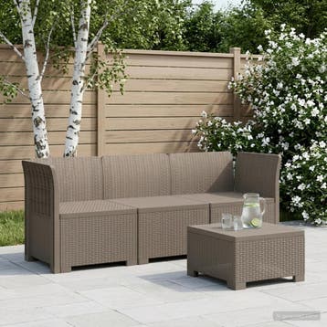 vidaXL 3-Zits Tuin Sofa Rottanlook PP Lichtgrijs, Verzenden, Nieuw