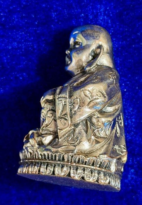 Beeldje - Laughing Buddha Feng Shui - .800 zilver, Antiek en Kunst, Antiek | Zilver en Goud