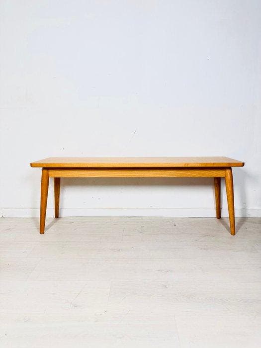 Bijzettafel - Mid-Century eiken banktafel met taps, Antiek en Kunst, Kunst | Designobjecten