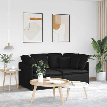 vidaXL Modulaire bank / zetel met kussens stof zwart, Huis en Inrichting, Verzenden, Nieuw