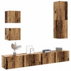 vidaXL 5-delig Tv-meubelset wandmontage bewerkt hout oud, Verzenden